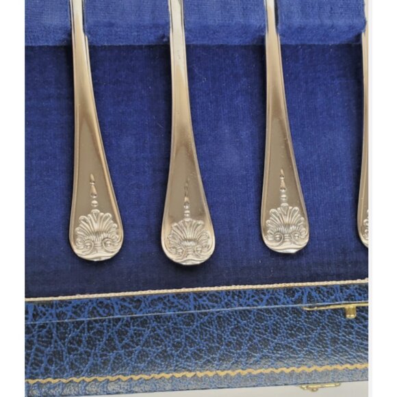 Vintage Mappin & Webb Silver-Plated Hanoverian Shell Dessert Spoons – Set of 6, - Picture 6 of 9